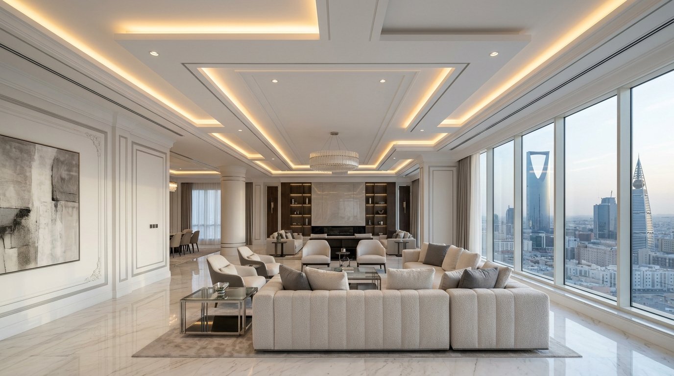 Luxury Architectural Gypsum Ceiling and Lighting Masterpiece - Gypsum Jeddah